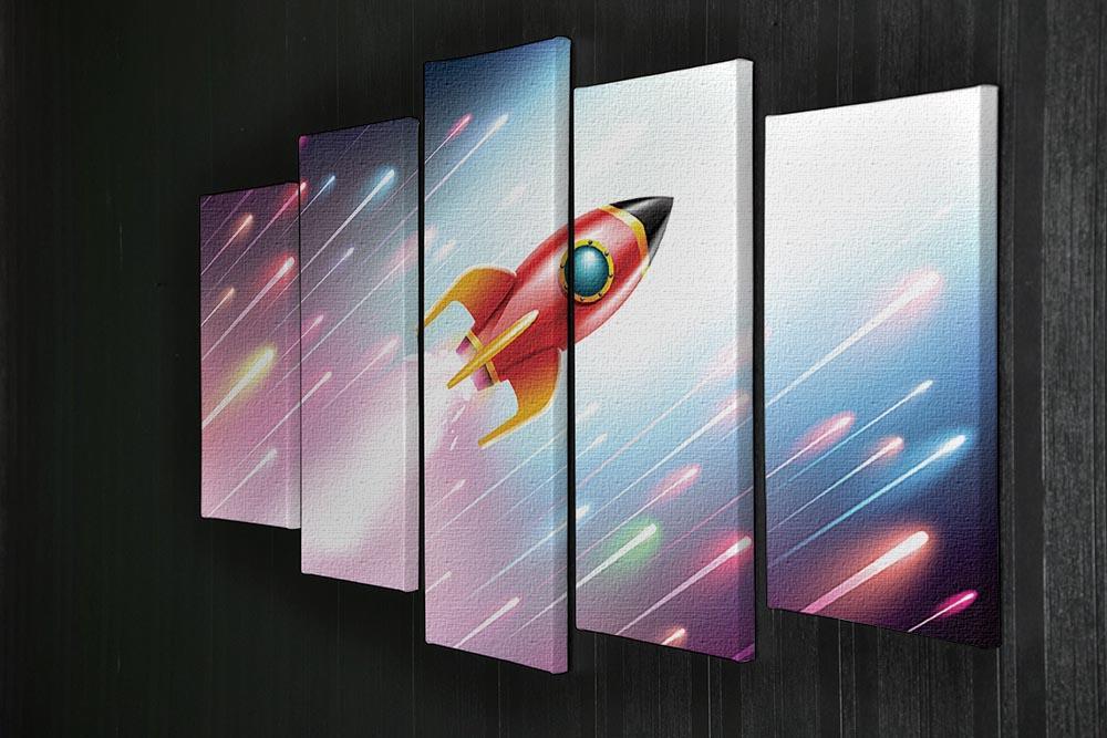 The rocket ship flying in the space 5 Split Panel Canvas - Canvas Art Rocks - 2