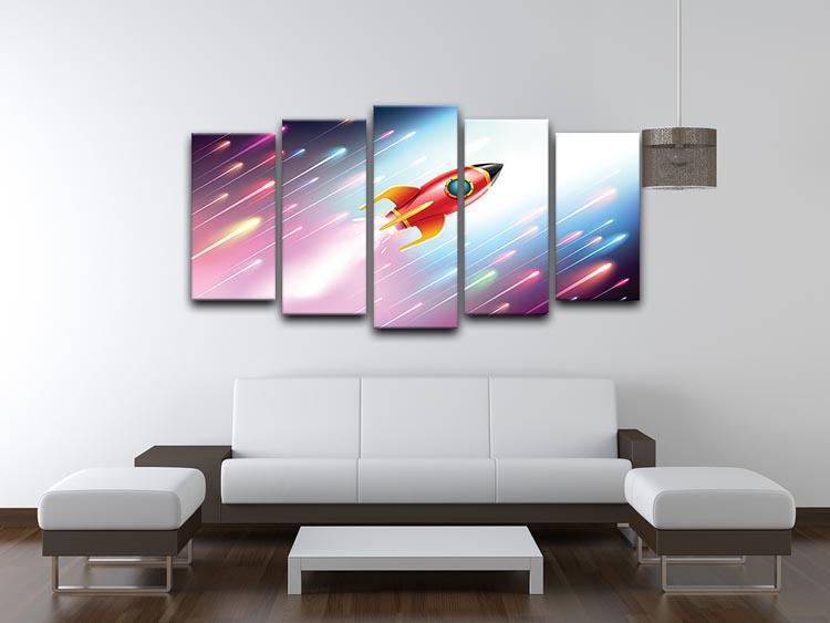 The rocket ship flying in the space 5 Split Panel Canvas - Canvas Art Rocks - 3