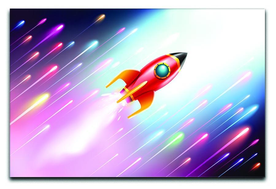 The rocket ship flying in the space Canvas Print or Poster  - Canvas Art Rocks - 1