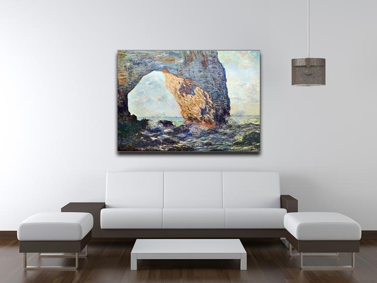 The rocky cliffs of etretat La Porte man 1 by Monet Canvas Print & Poster - Canvas Art Rocks - 4