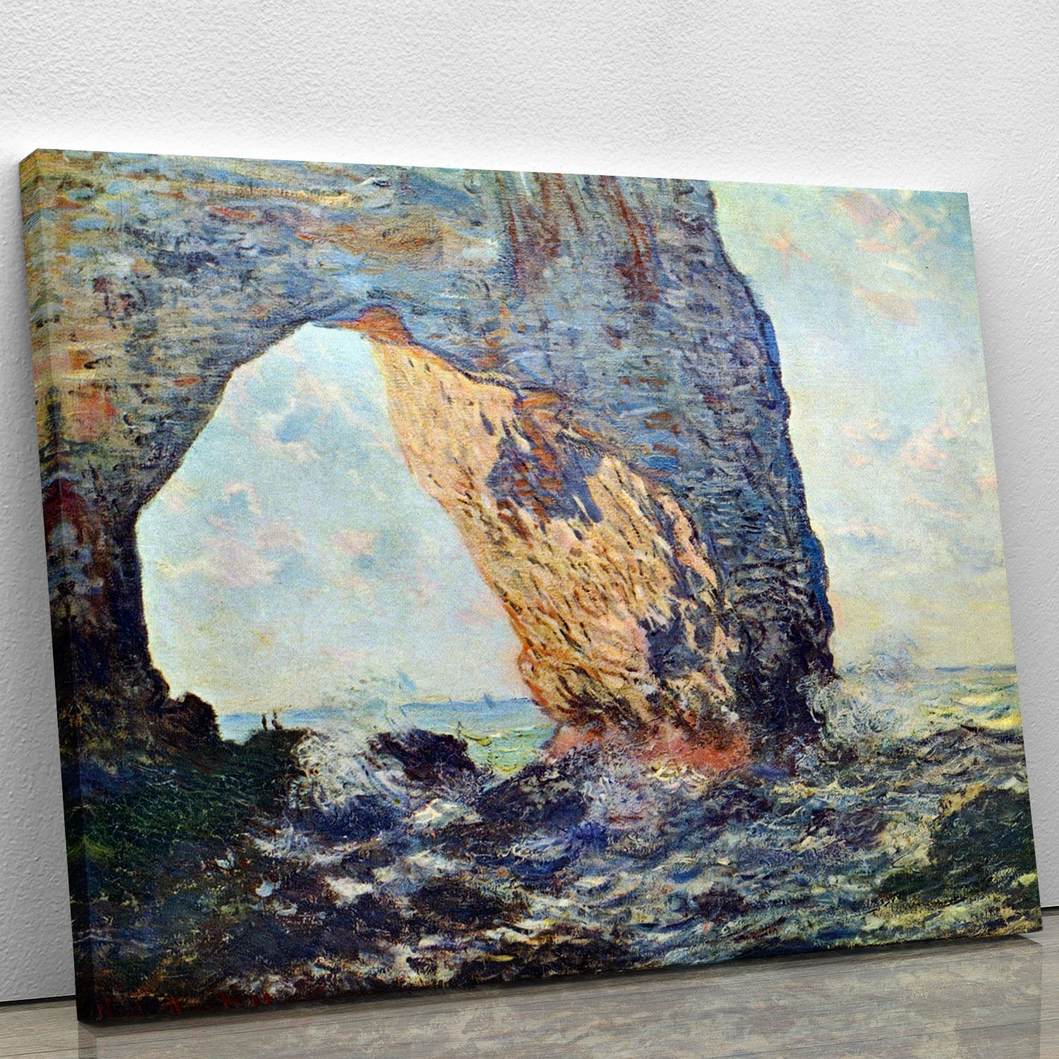 The rocky cliffs of etretat La Porte man 1 by Monet Canvas Print or Poster