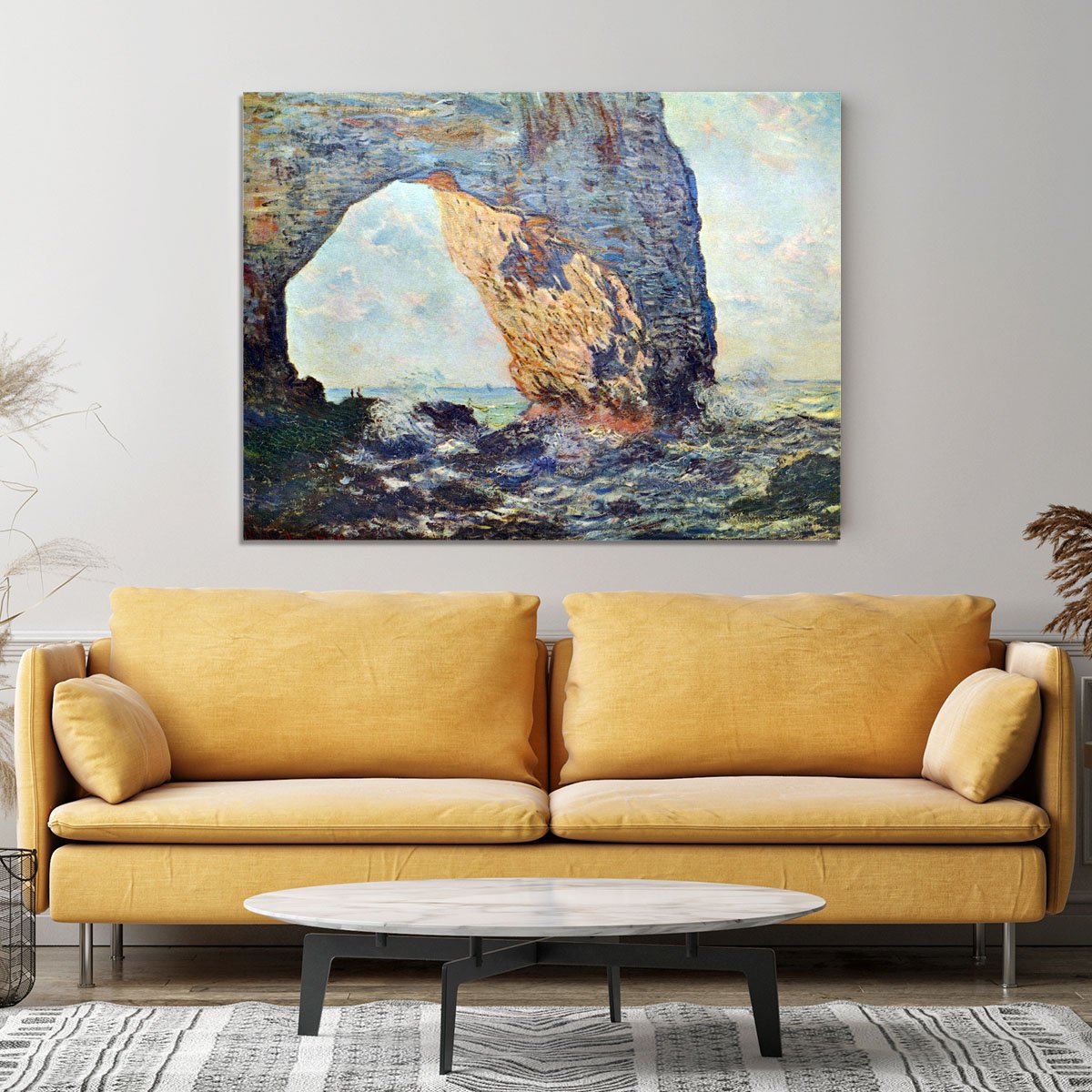 The rocky cliffs of etretat La Porte man 1 by Monet Canvas Print or Poster
