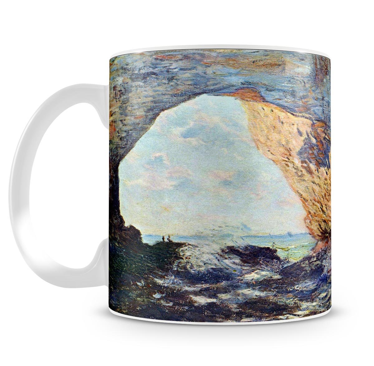 The rocky cliffs of etretat La Porte man 1 by Monet Mug - Canvas Art Rocks - 4