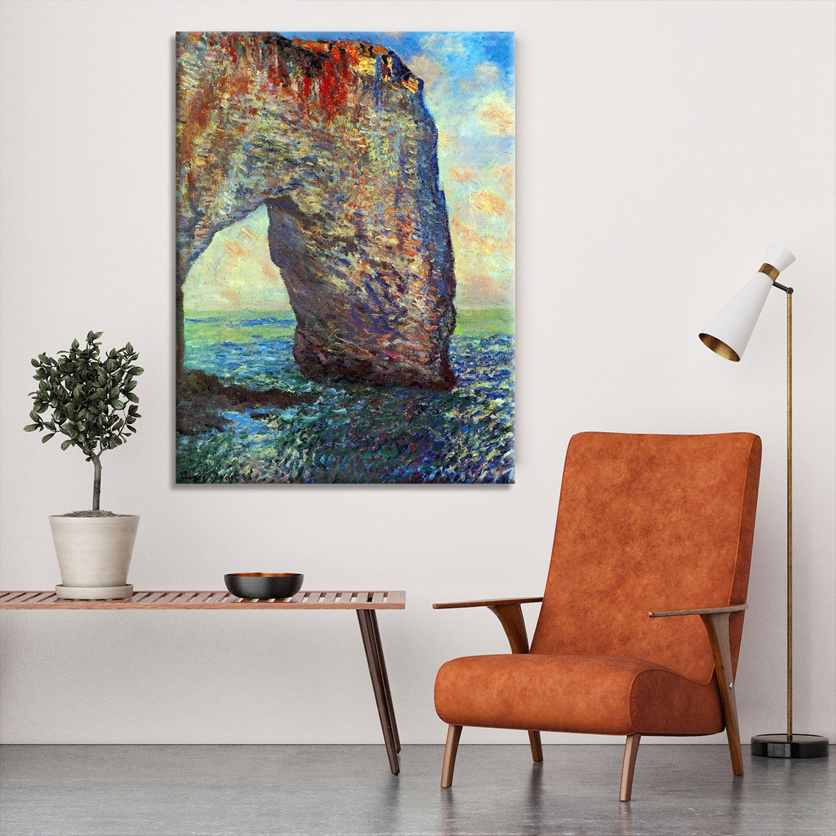 The rocky cliffs of etretat La Porte man 2 Canvas Print or Poster