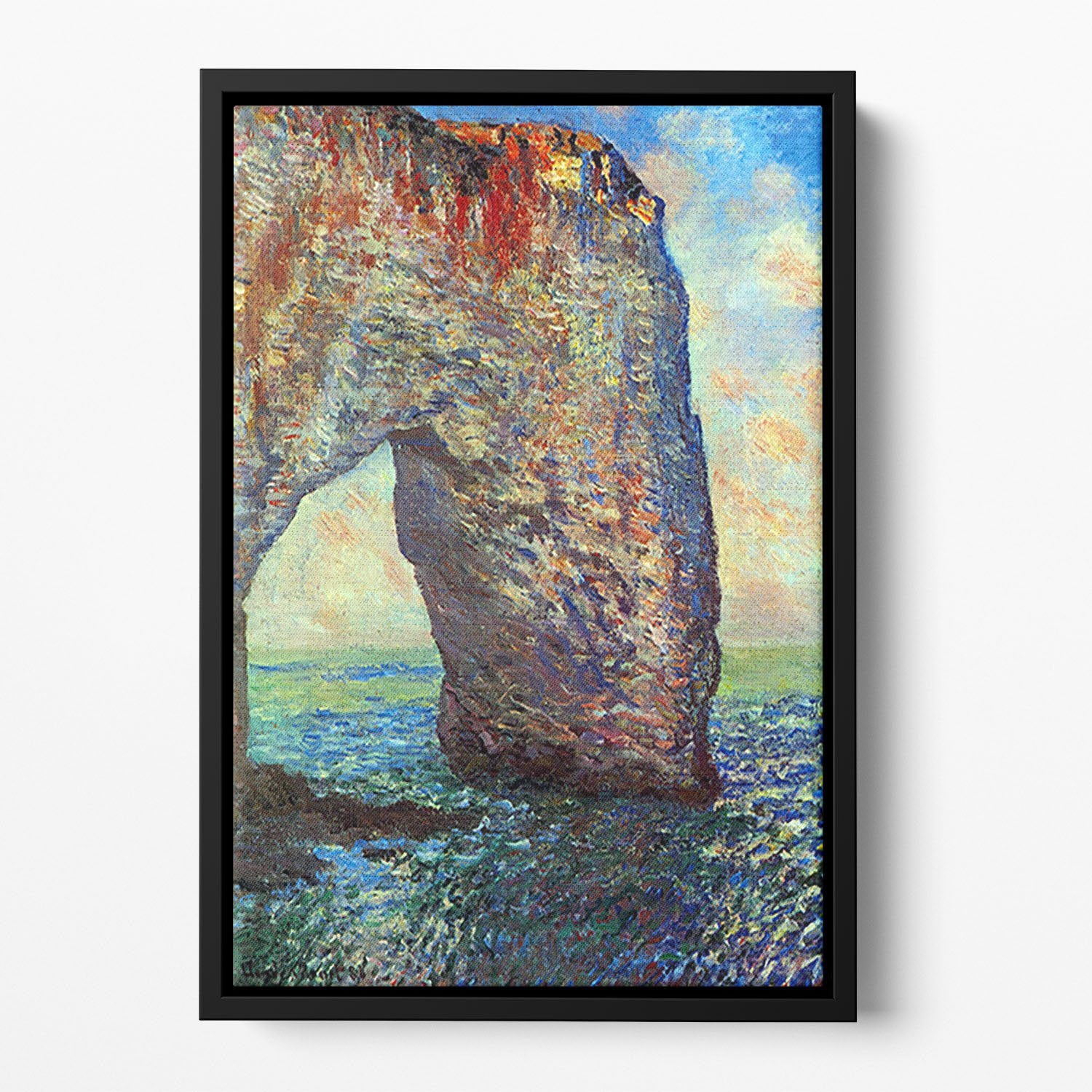 The rocky cliffs of etretat La Porte man 2 Floating Framed Canvas