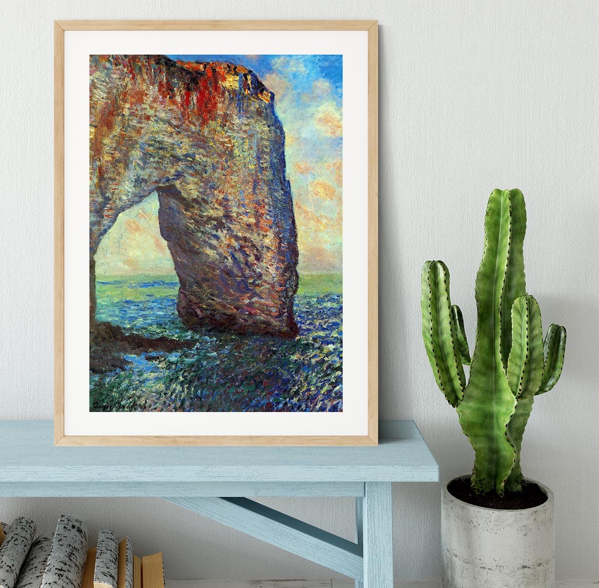 The rocky cliffs of etretat La Porte man 2 Framed Print - Canvas Art Rocks - 3
