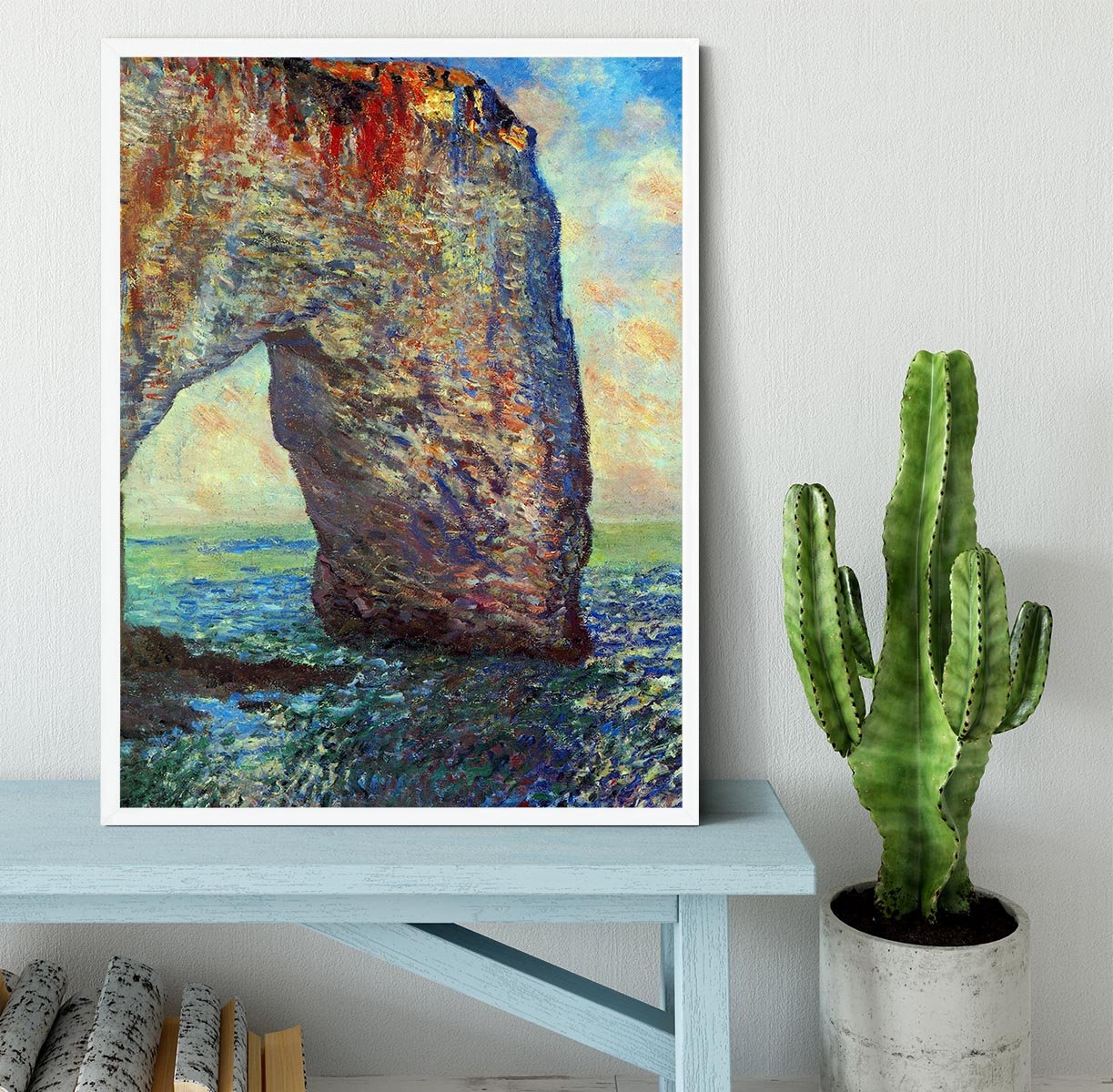 The rocky cliffs of etretat La Porte man 2 Framed Print - Canvas Art Rocks -6