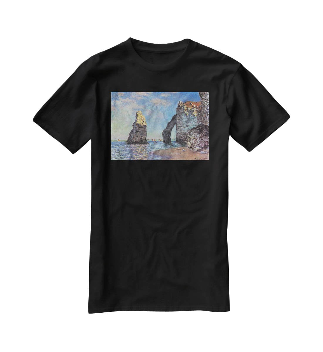 The rocky cliffs of etretat by Monet T-Shirt - Canvas Art Rocks - 1