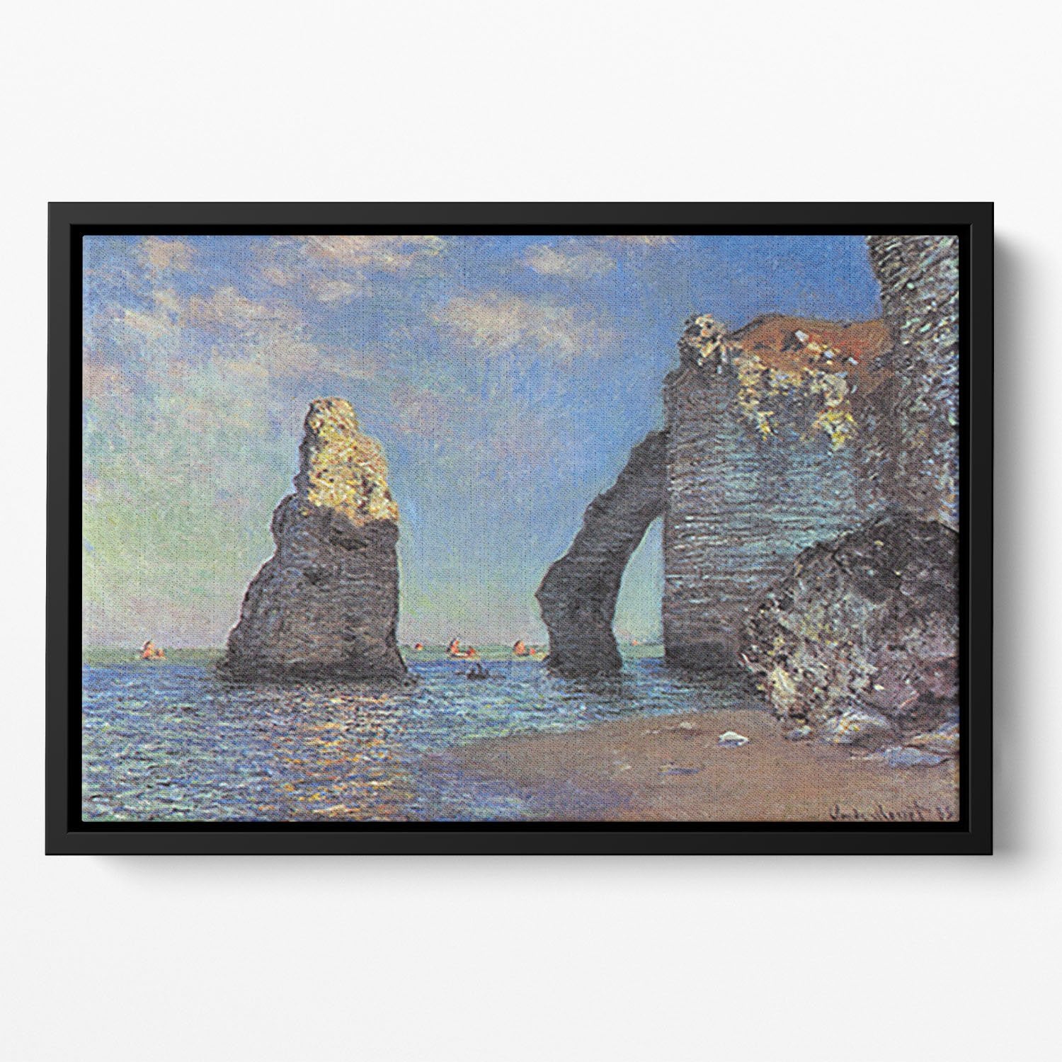 The rocky cliffs of etretat by Monet Floating Framed Canvas