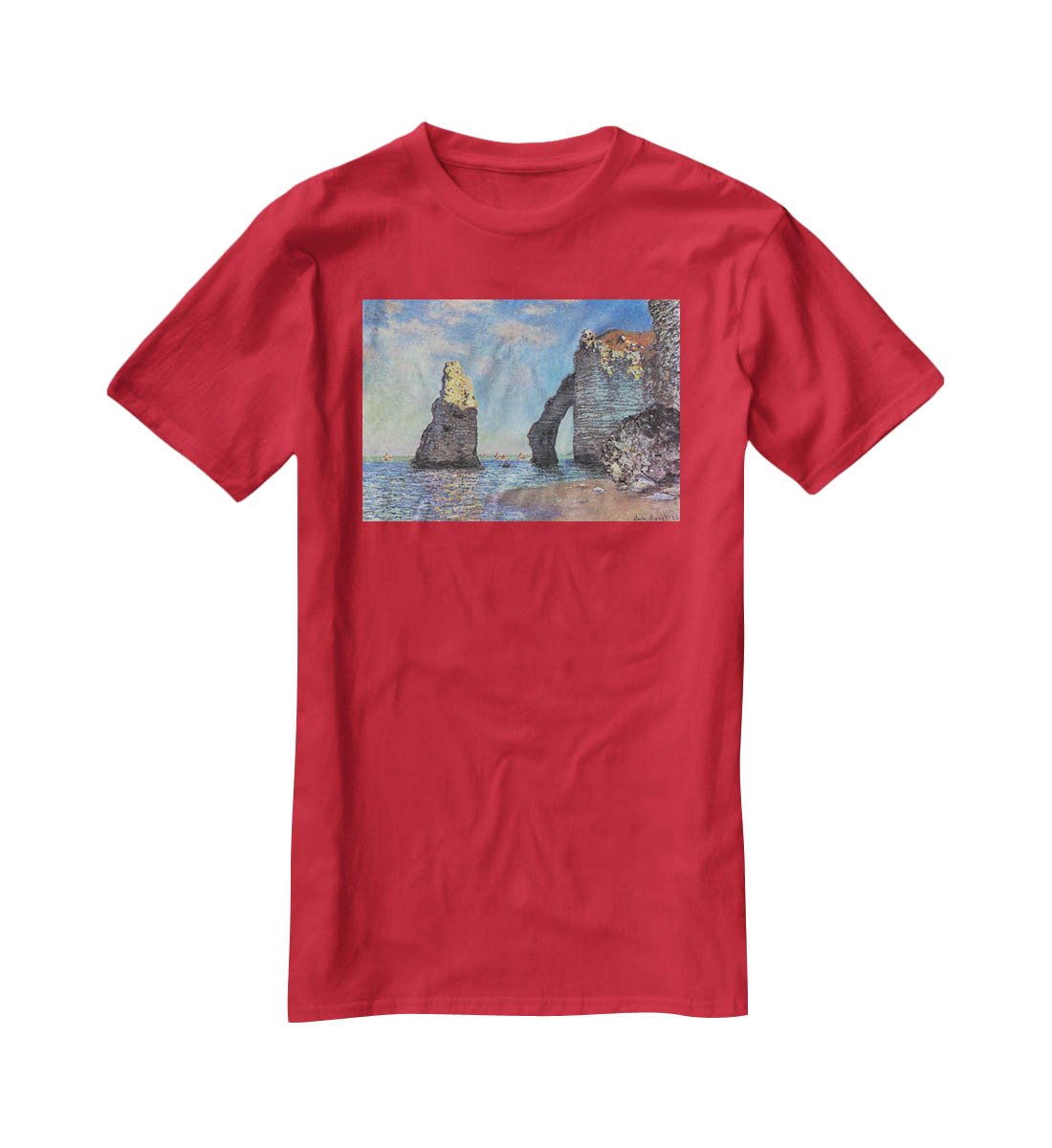 The rocky cliffs of etretat by Monet T-Shirt - Canvas Art Rocks - 4
