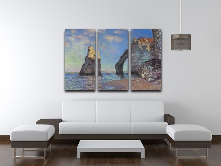 The rocky cliffs of etretat by Monet Split Panel Canvas Print - Canvas Art Rocks - 4