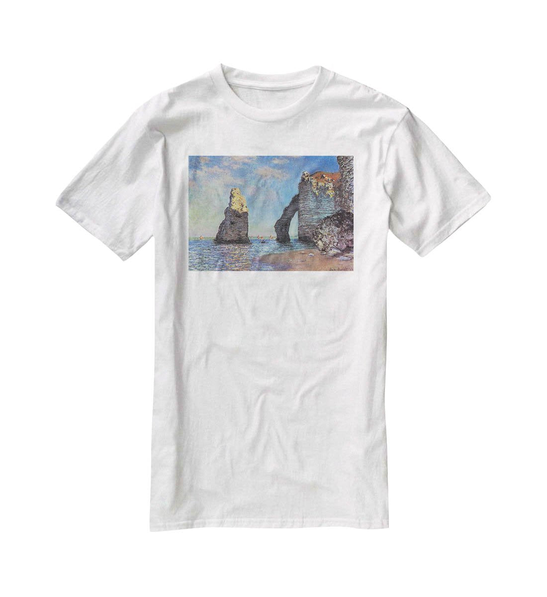 The rocky cliffs of etretat by Monet T-Shirt - Canvas Art Rocks - 5