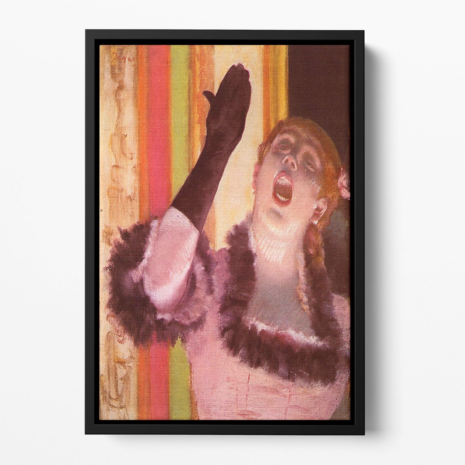 The singer with the glove by Degas Floating Framed Canvas