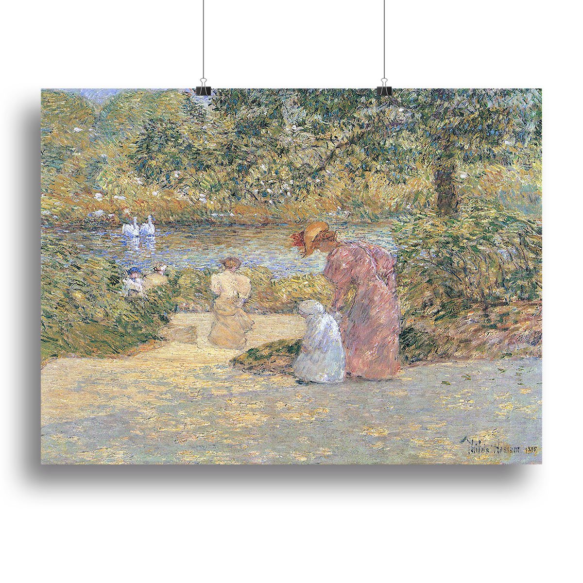 The staircase at Central Park by Hassam Canvas Print or Poster