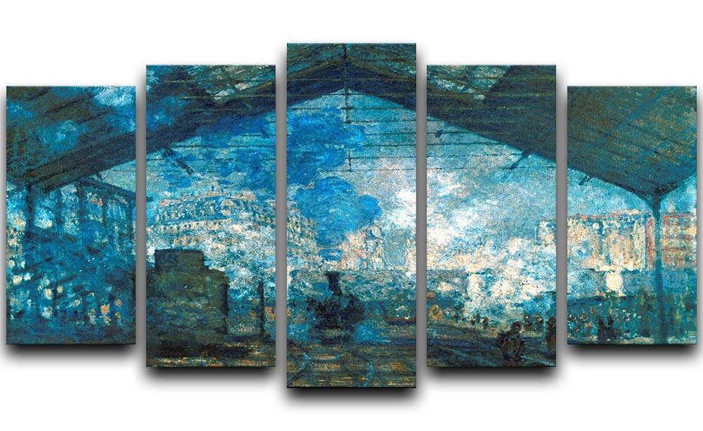 The station Saint Lazare by Monet 5 Split Panel Canvas  - Canvas Art Rocks - 1