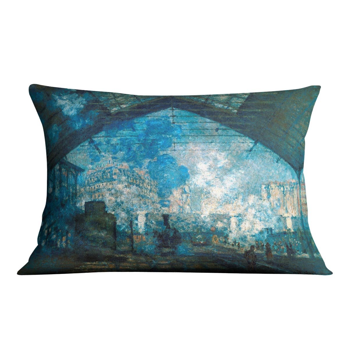 The station Saint Lazare by Monet Throw Pillow