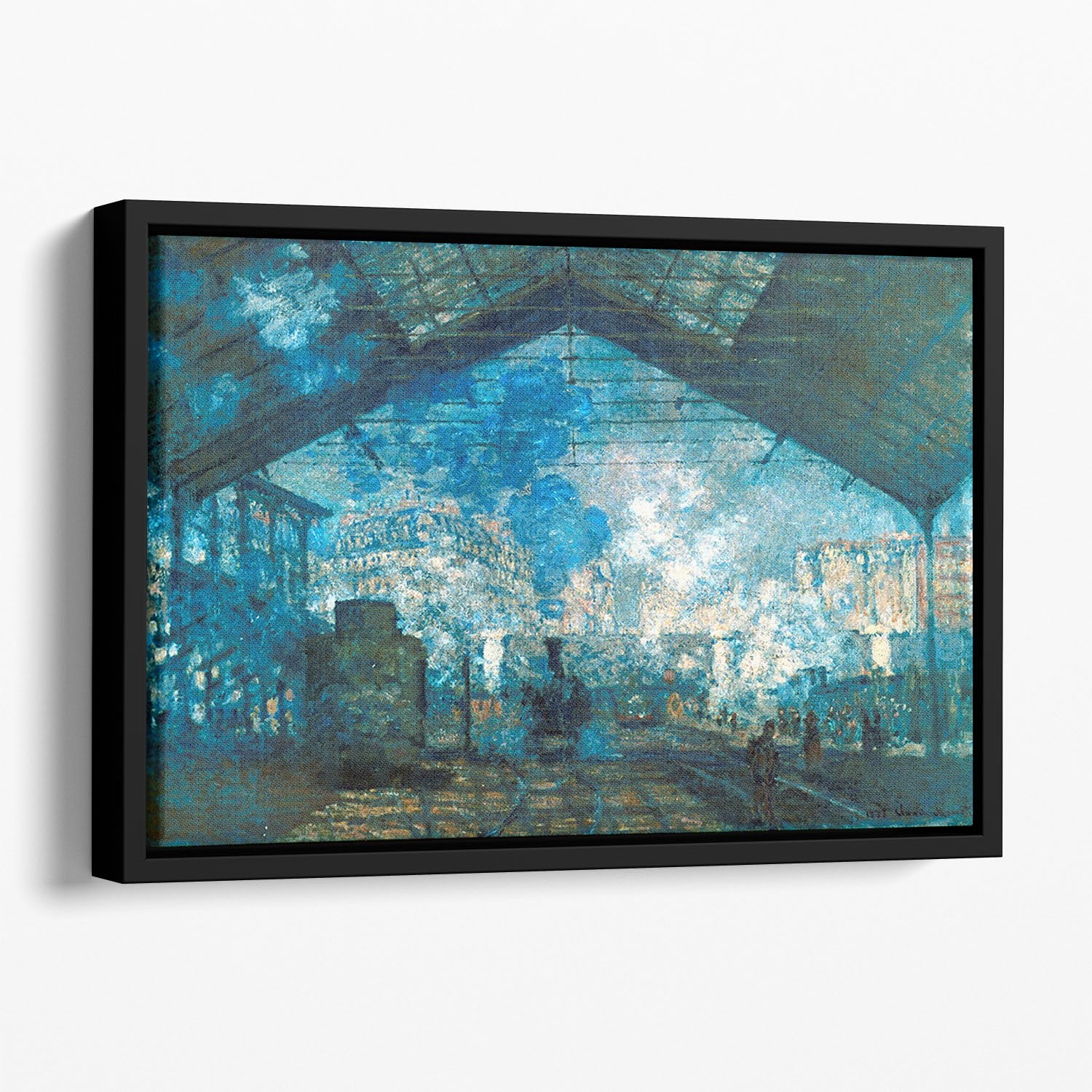 The station Saint Lazare by Monet Floating Framed Canvas