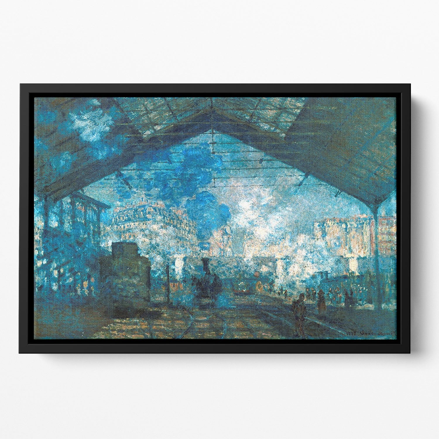 The station Saint Lazare by Monet Floating Framed Canvas