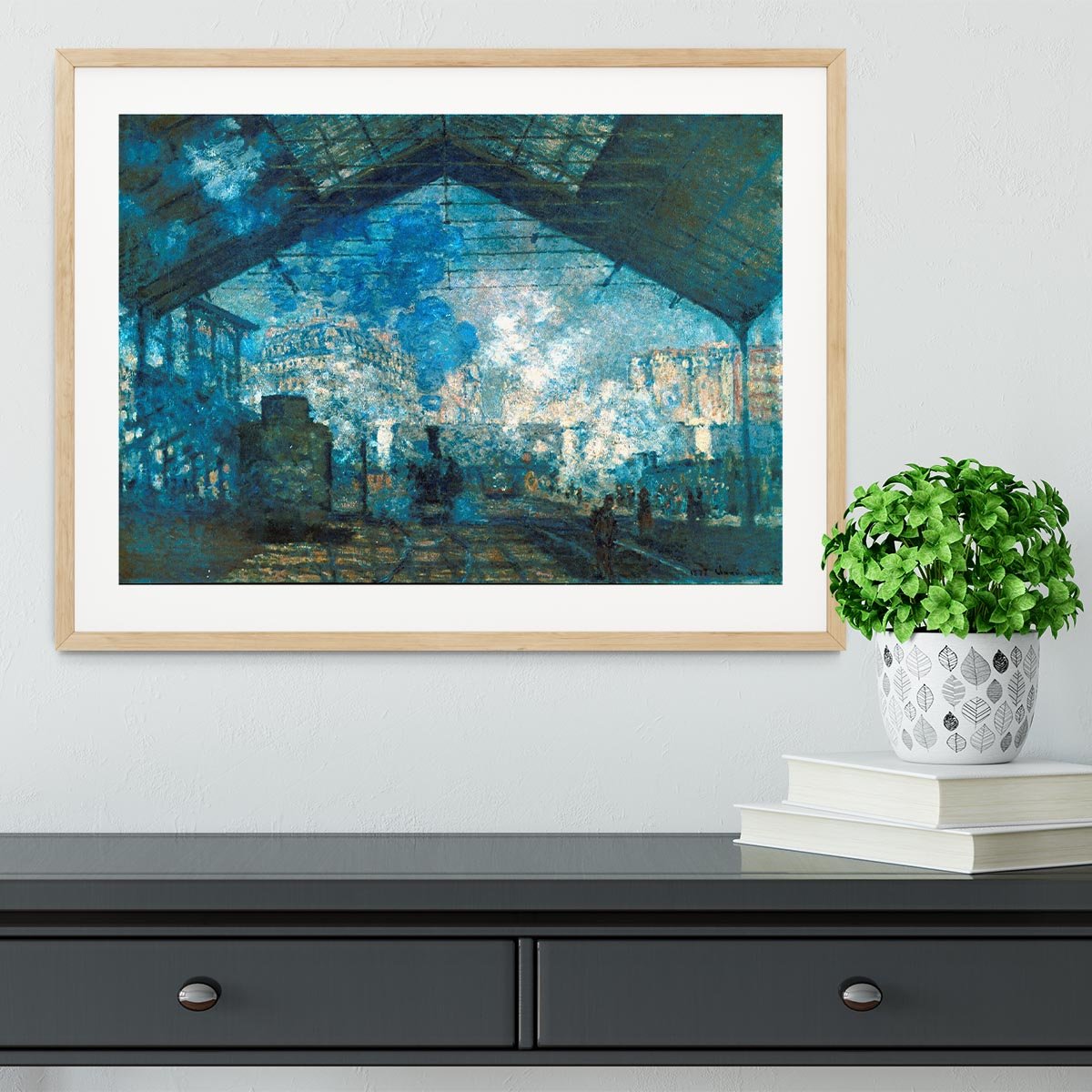 The station Saint Lazare by Monet Framed Print - Canvas Art Rocks - 3