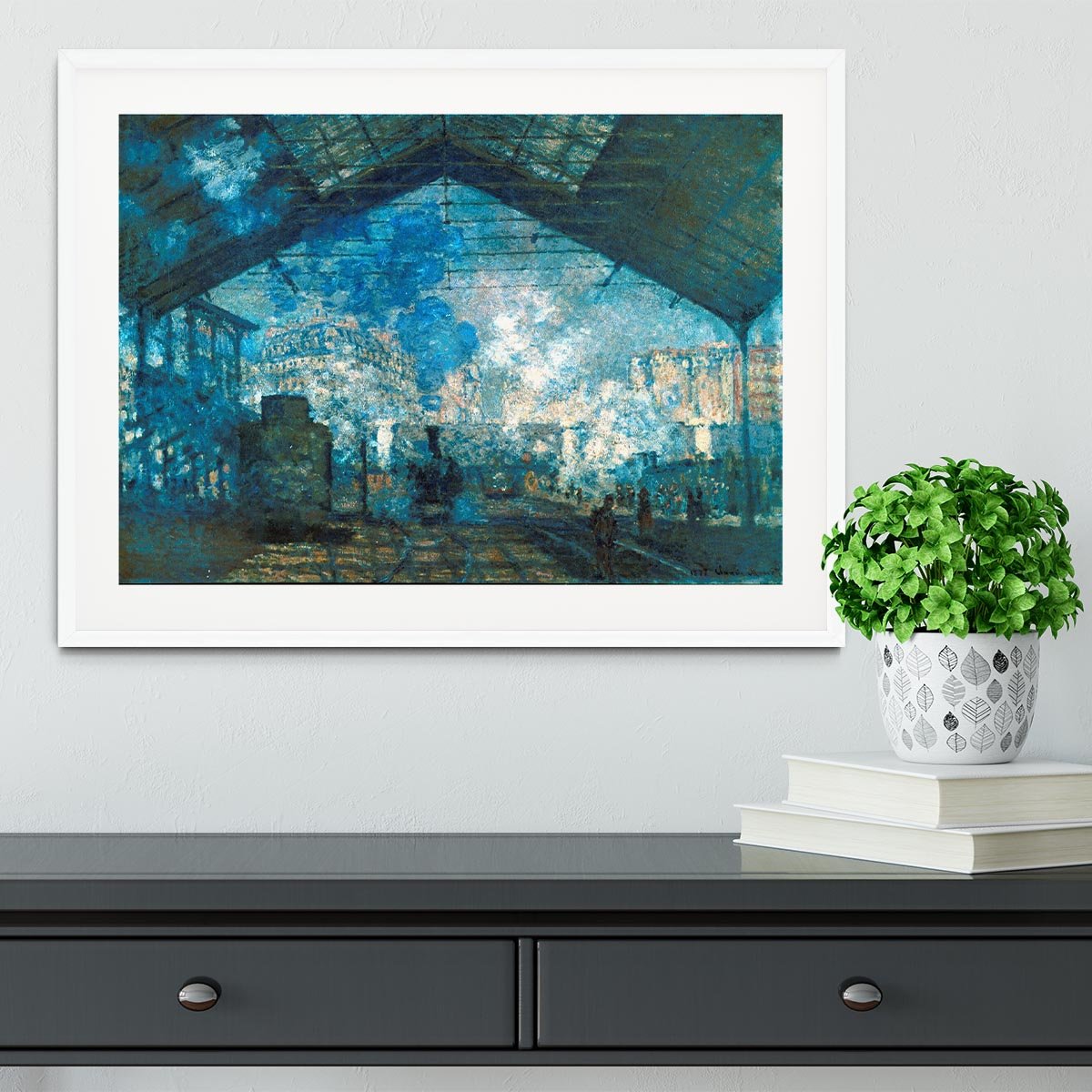 The station Saint Lazare by Monet Framed Print - Canvas Art Rocks - 5