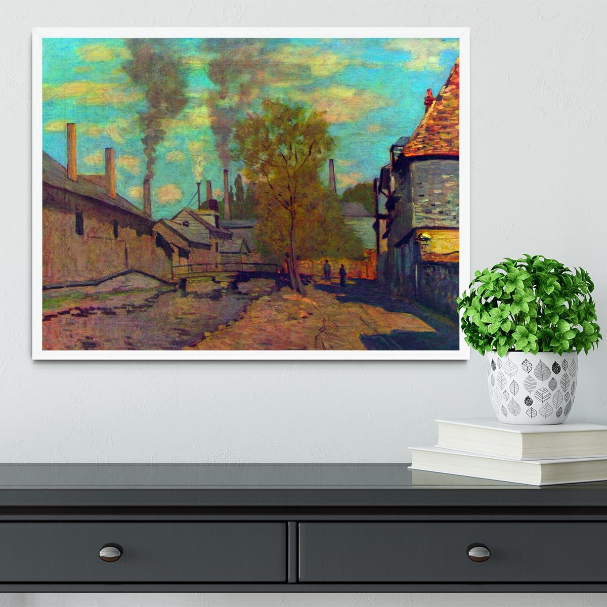 The stream of Robec by Claude Monet Framed Print - Canvas Art Rocks -6