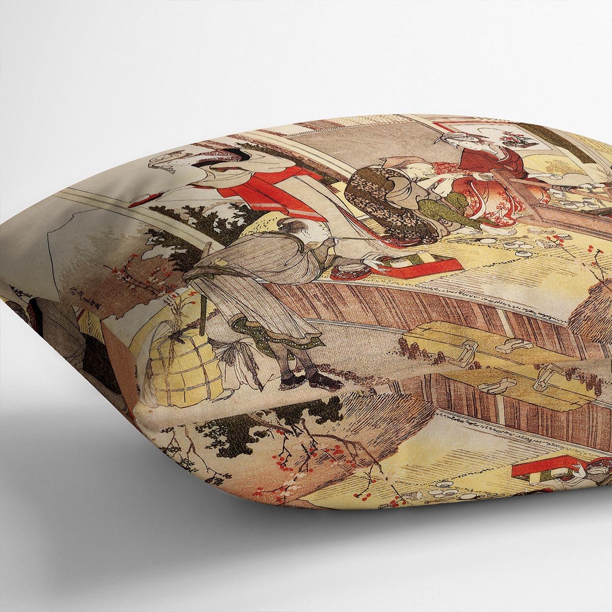 The studio of Netsuke by Hokusai Throw Pillow