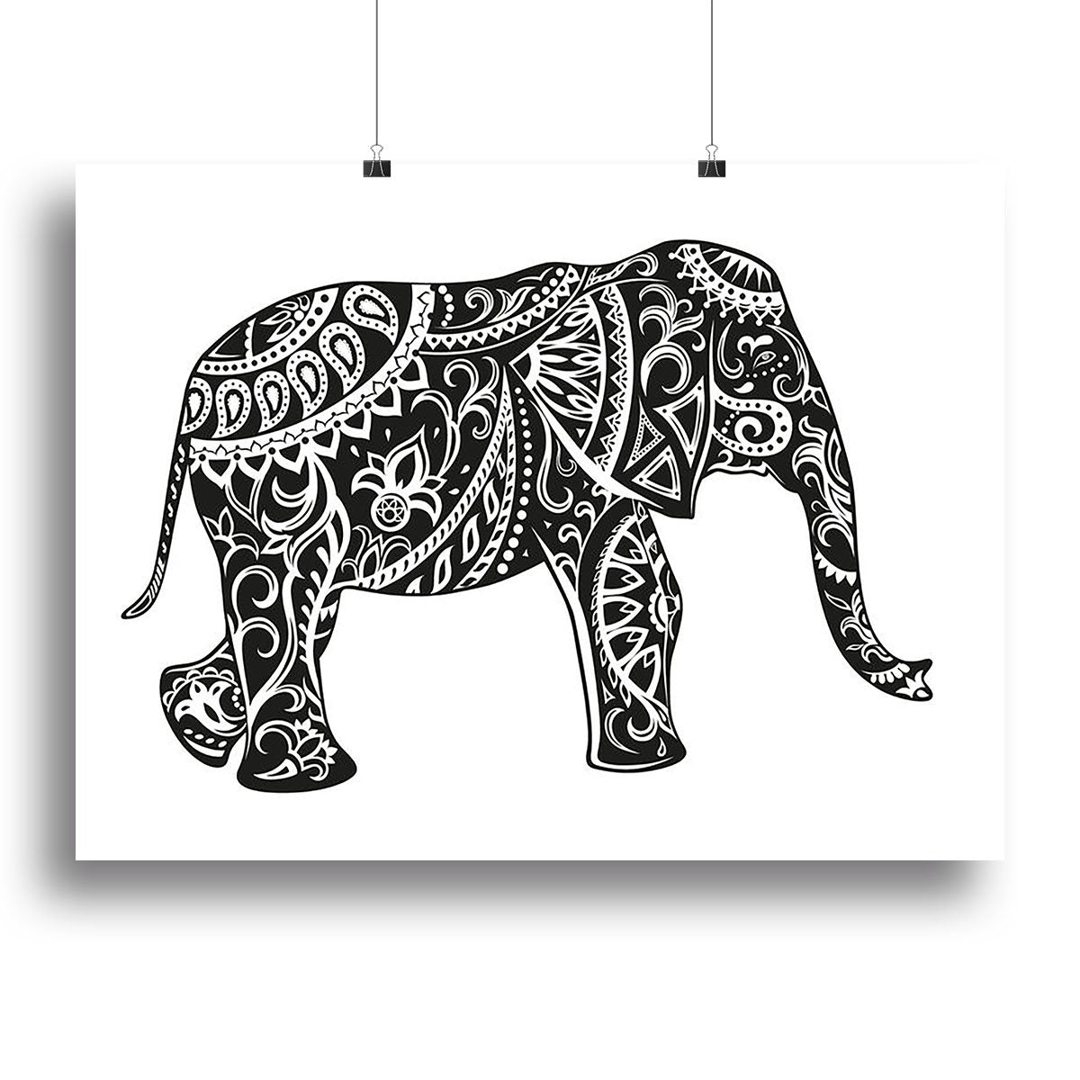 The stylized figure of an elephant in the festive patterns Canvas Print or Poster