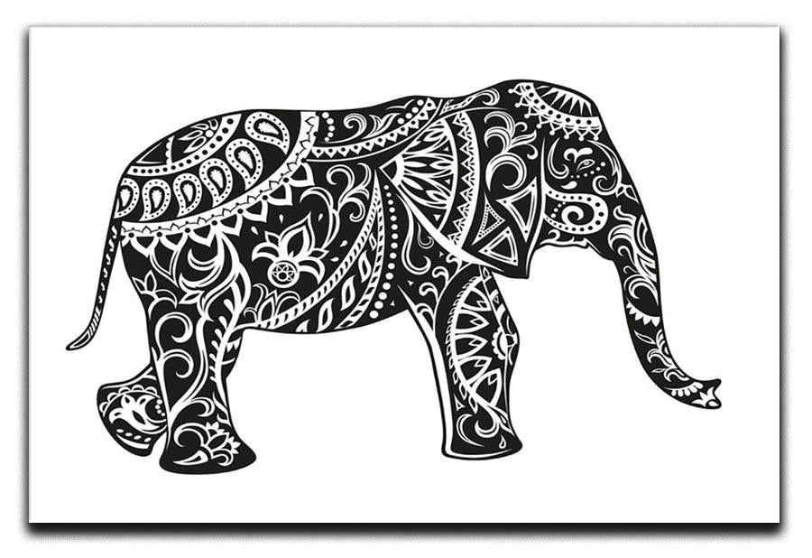 The stylized figure of an elephant in the festive patterns Canvas Print or Poster - Canvas Art Rocks - 1