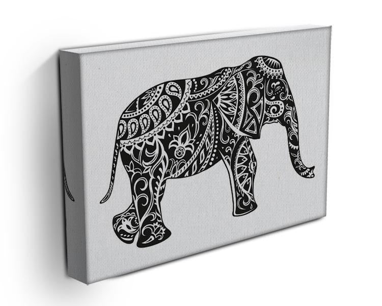 The stylized figure of an elephant in the festive patterns Canvas Print or Poster - Canvas Art Rocks - 3
