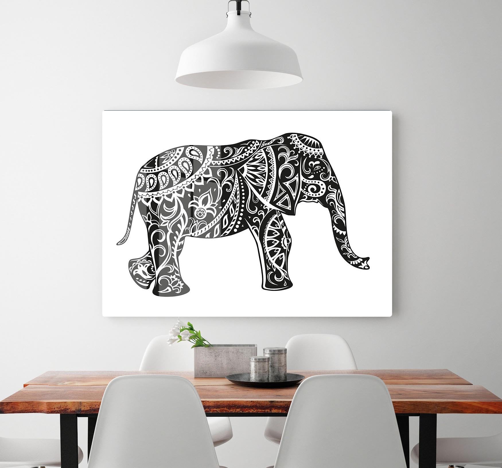The stylized figure of an elephant in the festive patterns HD Metal Print - Canvas Art Rocks - 2