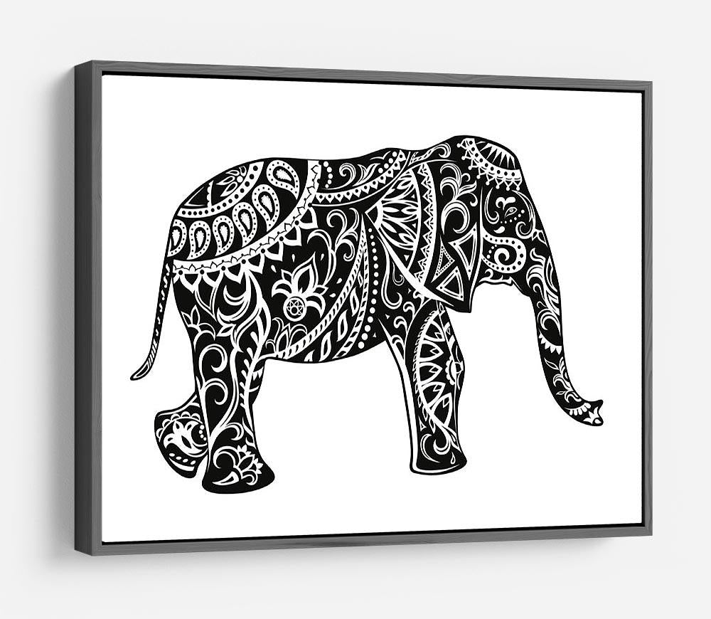 The stylized figure of an elephant in the festive patterns HD Metal Print - Canvas Art Rocks - 9