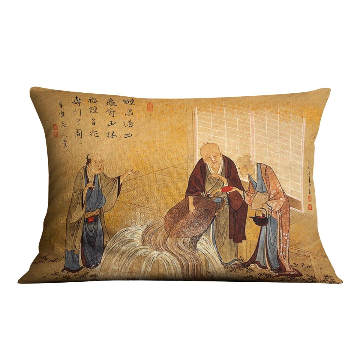 The thouthand years turtle by Hokusai Throw Pillow