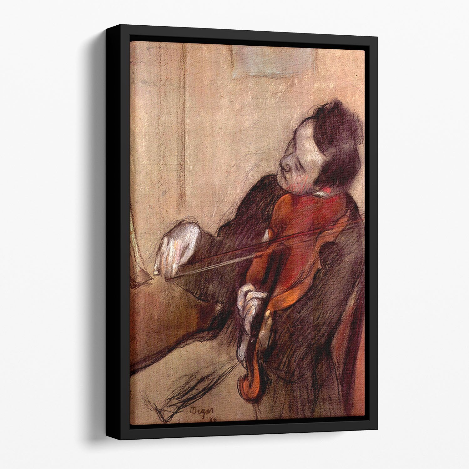 The violinist 1 by Degas Floating Framed Canvas