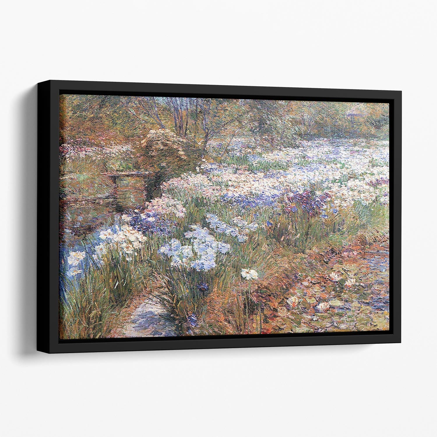 The water garden by Hassam Floating Framed Canvas - Canvas Art Rocks - 1