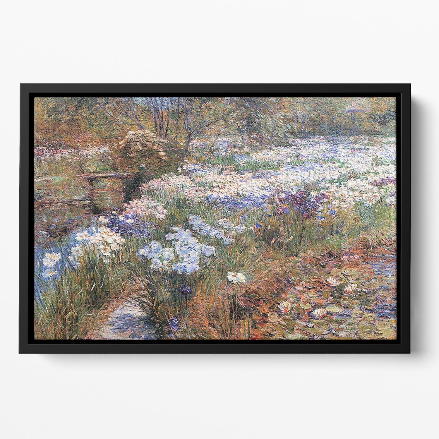 The water garden by Hassam Floating Framed Canvas - Canvas Art Rocks - 2