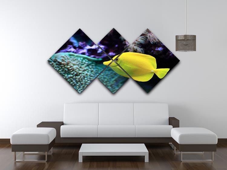 The yellow fish 4 Square Multi Panel Canvas  - Canvas Art Rocks - 3