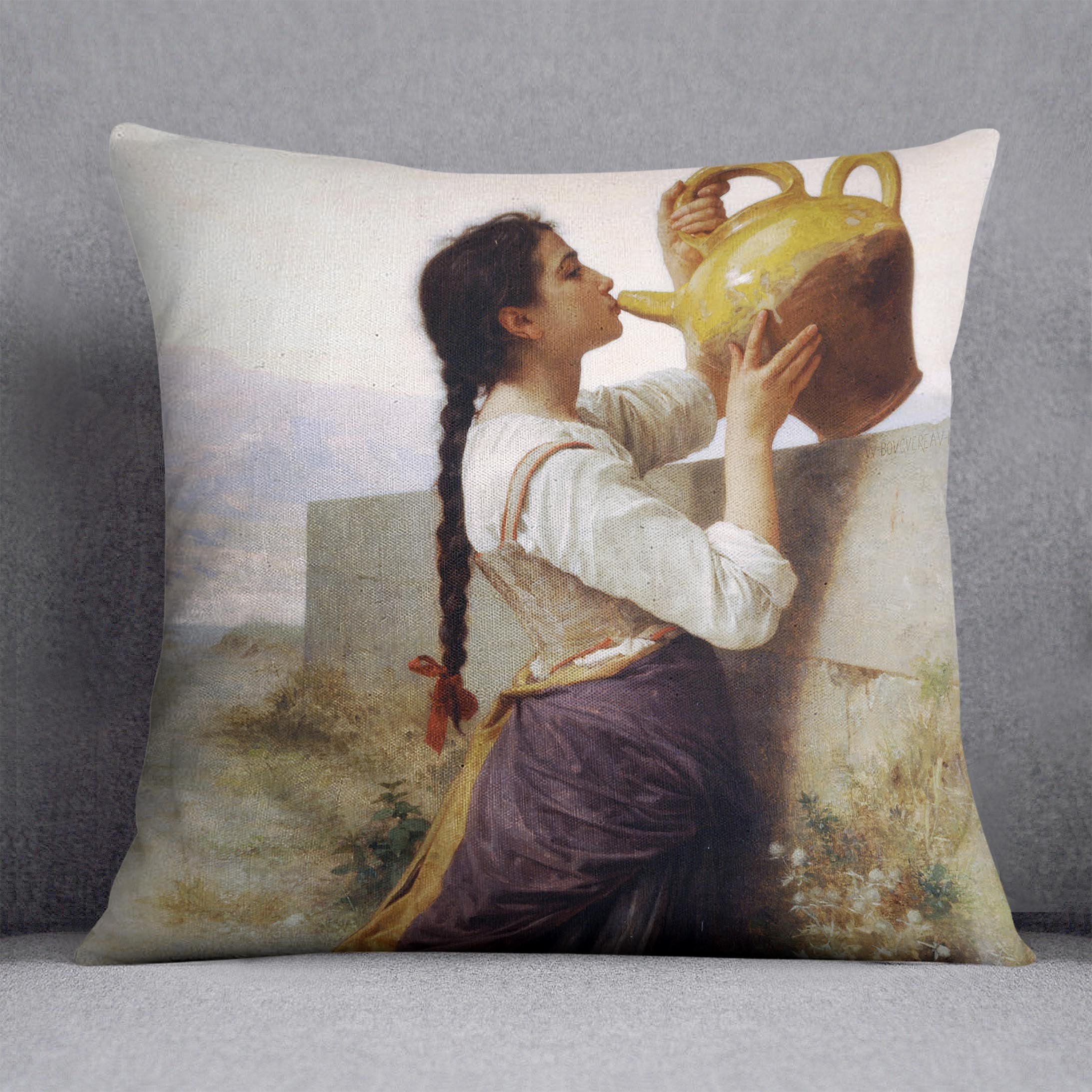 Thirst By Bouguereau Throw Pillow
