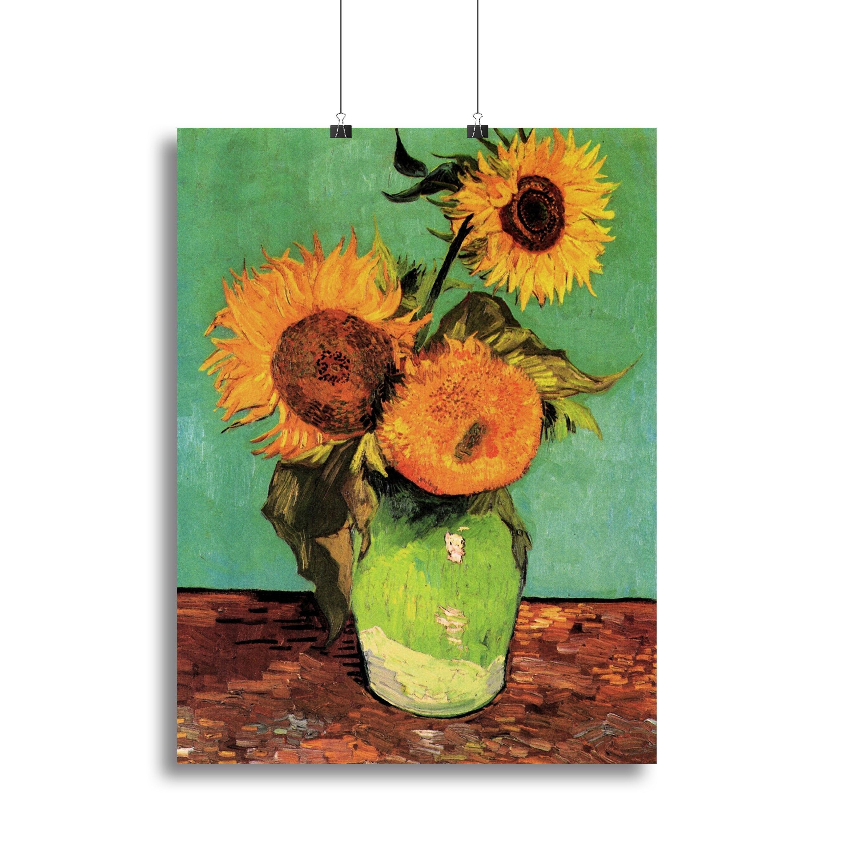 Three Sunflowers in a Vase by Van Gogh Canvas Print or Poster