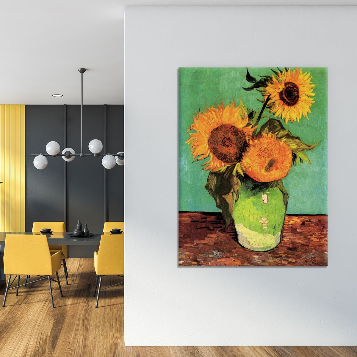 Three Sunflowers in a Vase by Van Gogh Canvas Print or Poster
