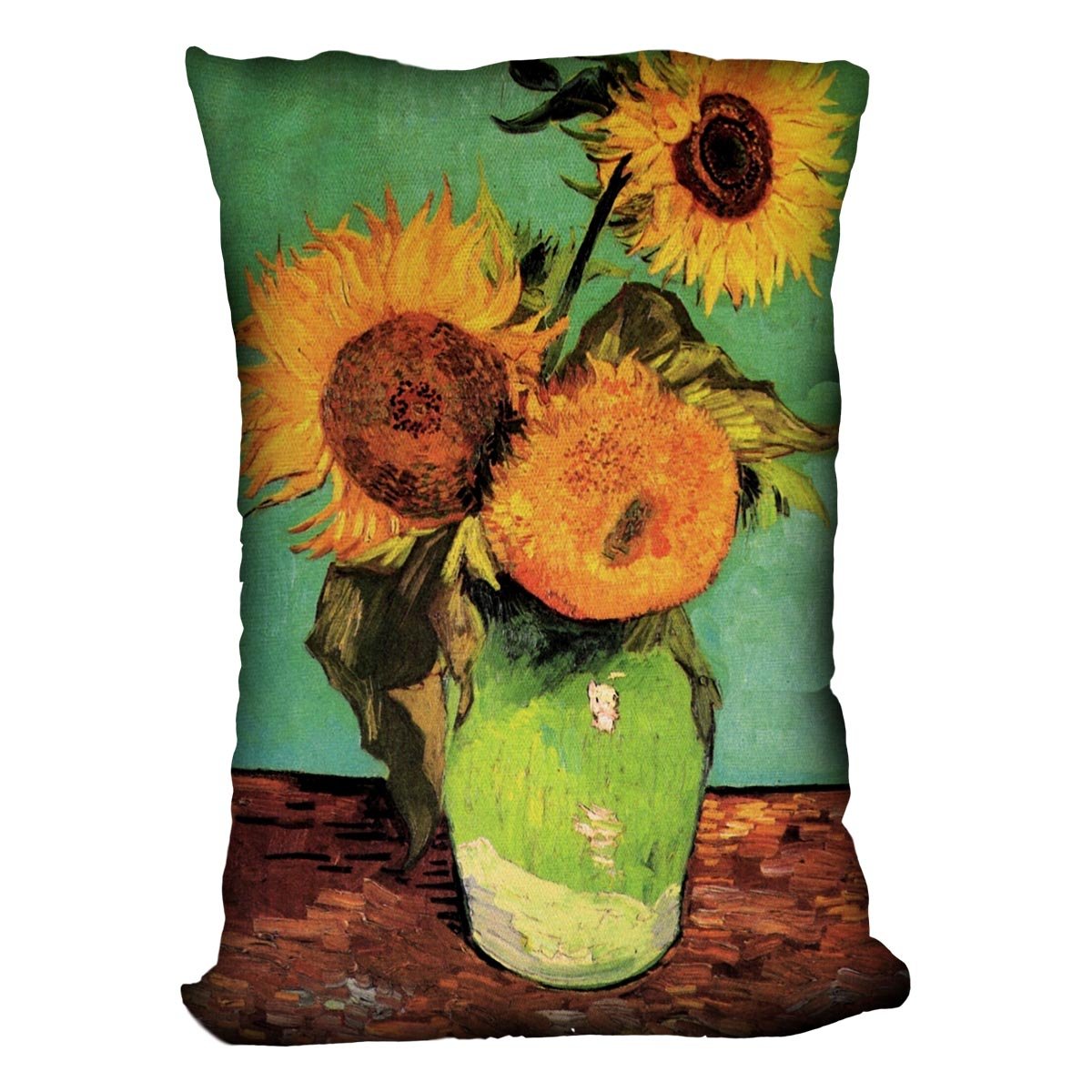 Three Sunflowers in a Vase by Van Gogh Throw Pillow