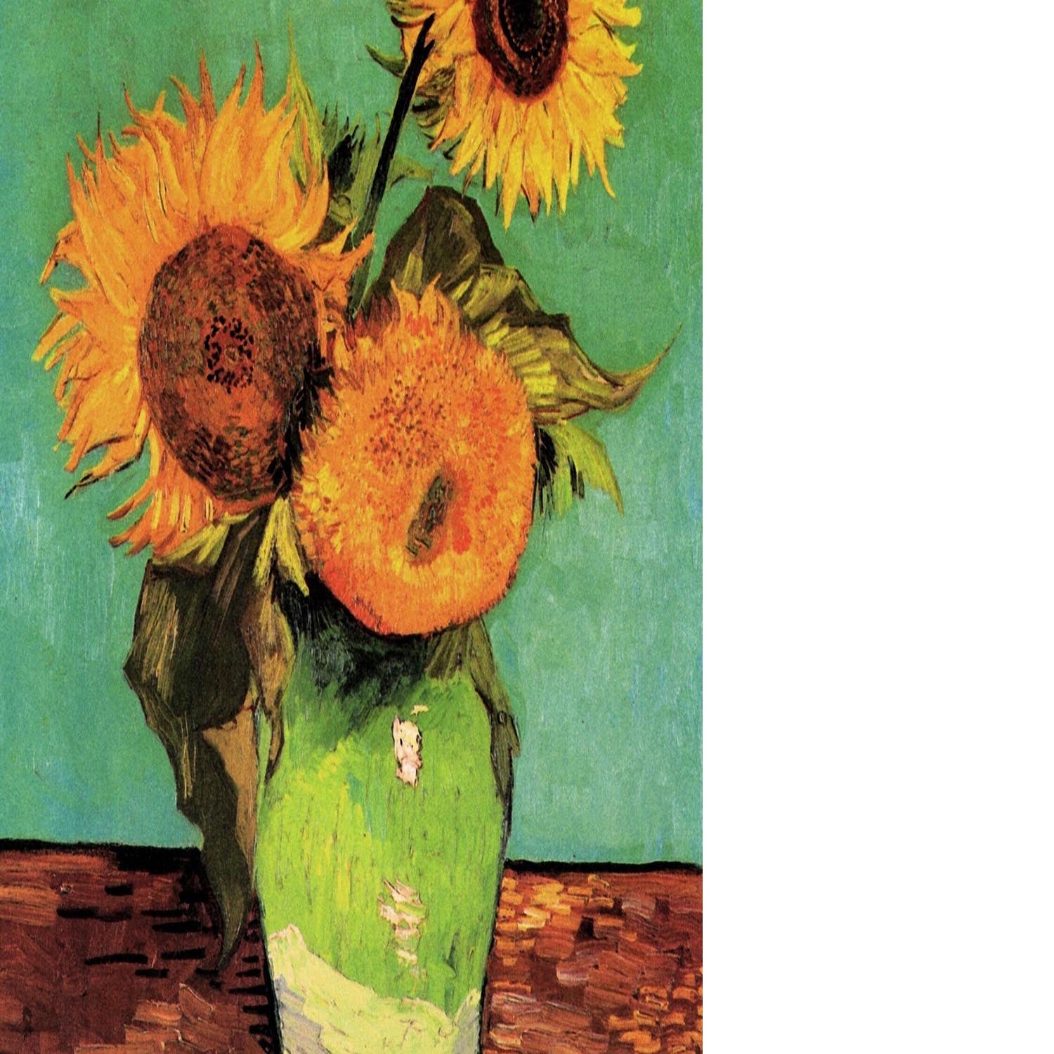 Three Sunflowers in a Vase by Van Gogh Floating Framed Canvas