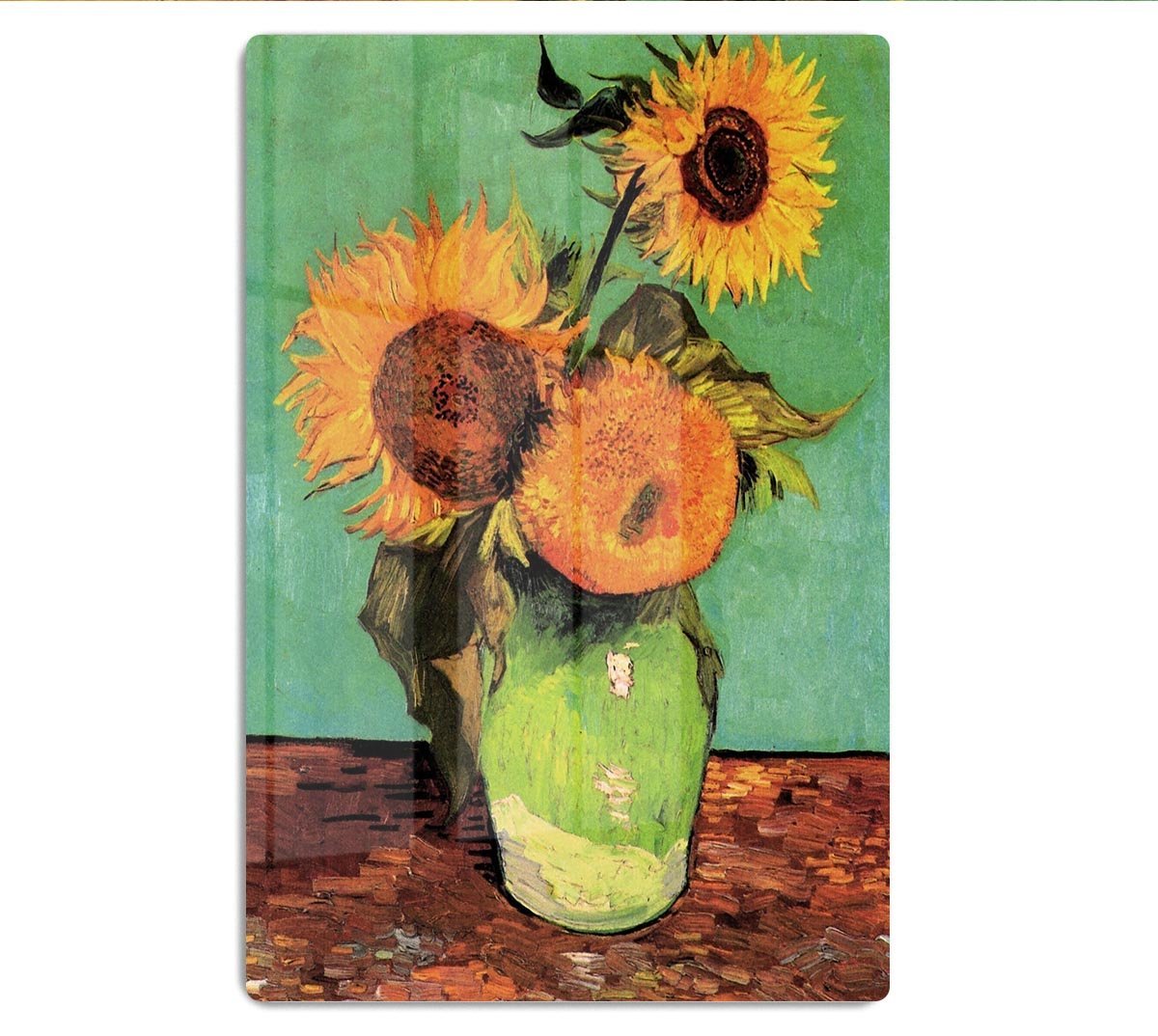 Three Sunflowers in a Vase by Van Gogh HD Metal Print