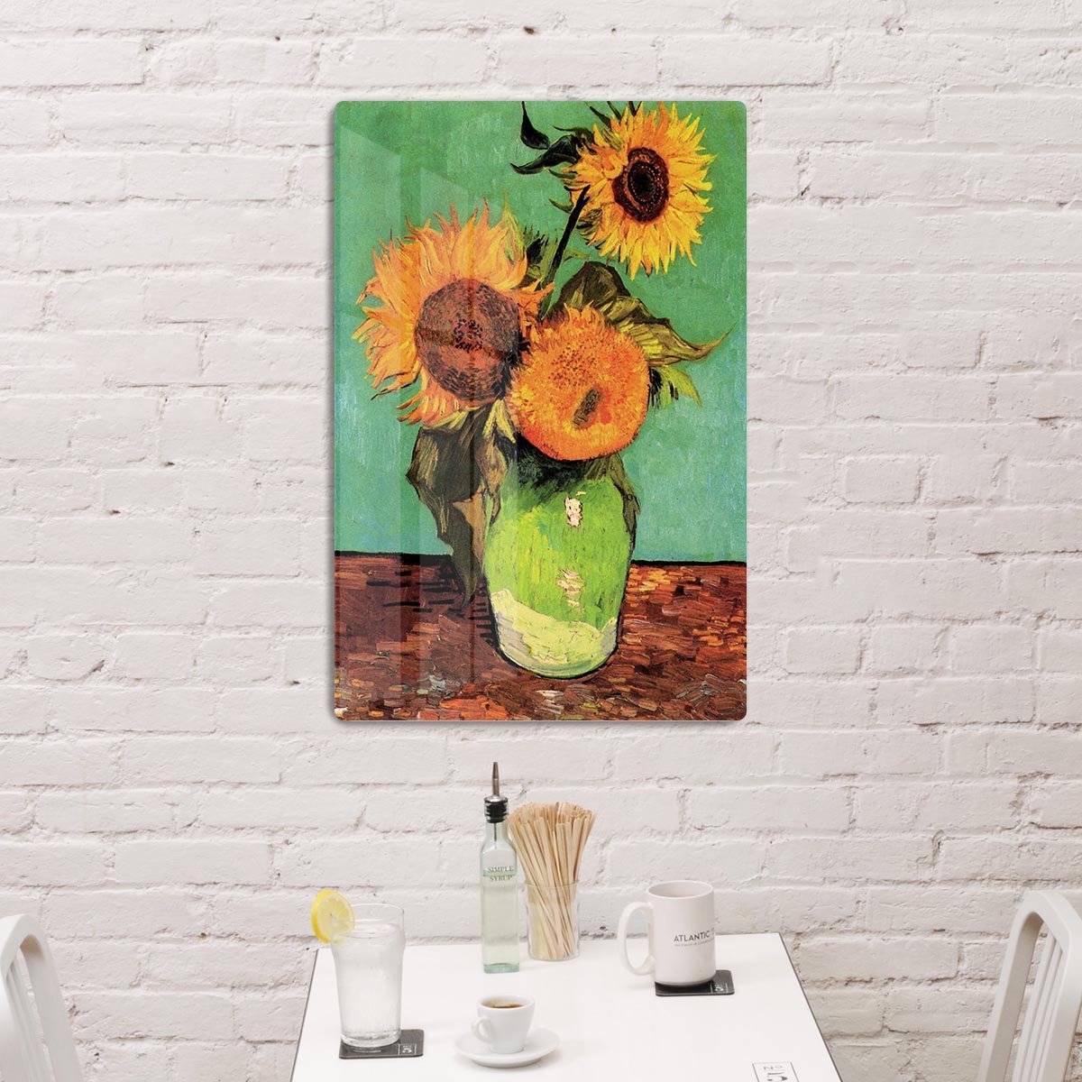 Three Sunflowers in a Vase by Van Gogh HD Metal Print