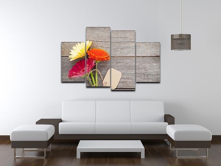 Three colorful gerbera flowers 4 Split Panel Canvas  - Canvas Art Rocks - 3