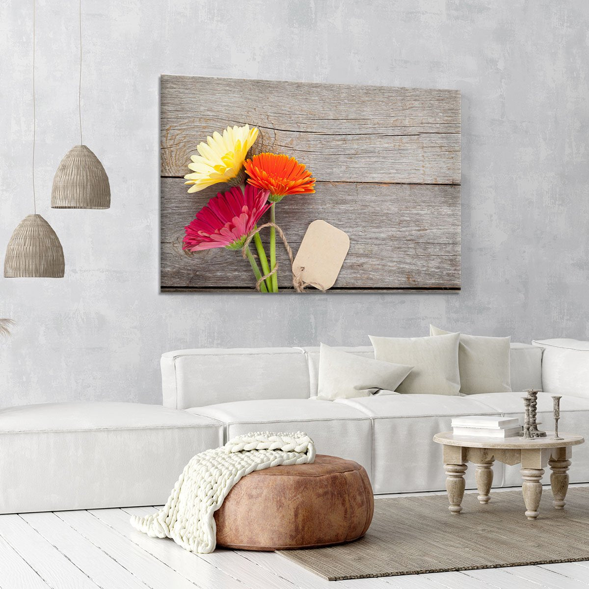 Three colorful gerbera flowers Canvas Print or Poster
