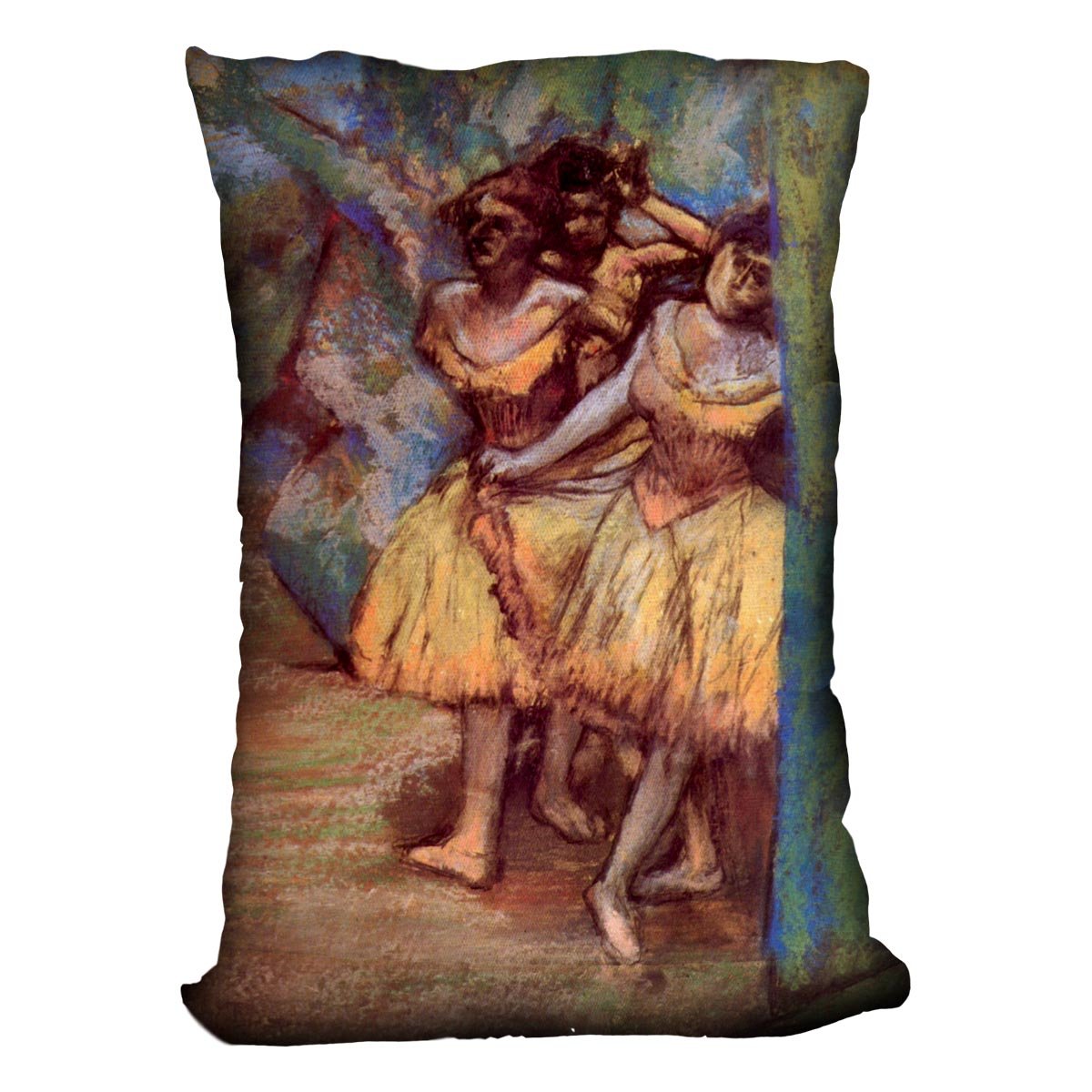 Three dancers behind the scenes by Degas Cushion