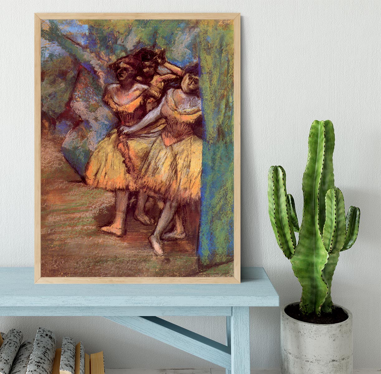 Three dancers behind the scenes by Degas Framed Print - Canvas Art Rocks - 4