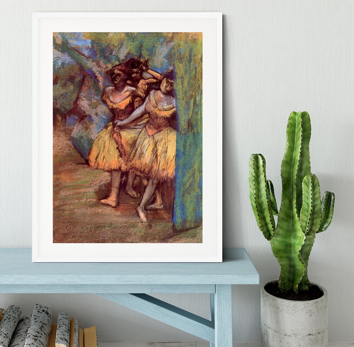 Three dancers behind the scenes by Degas Framed Print - Canvas Art Rocks - 5