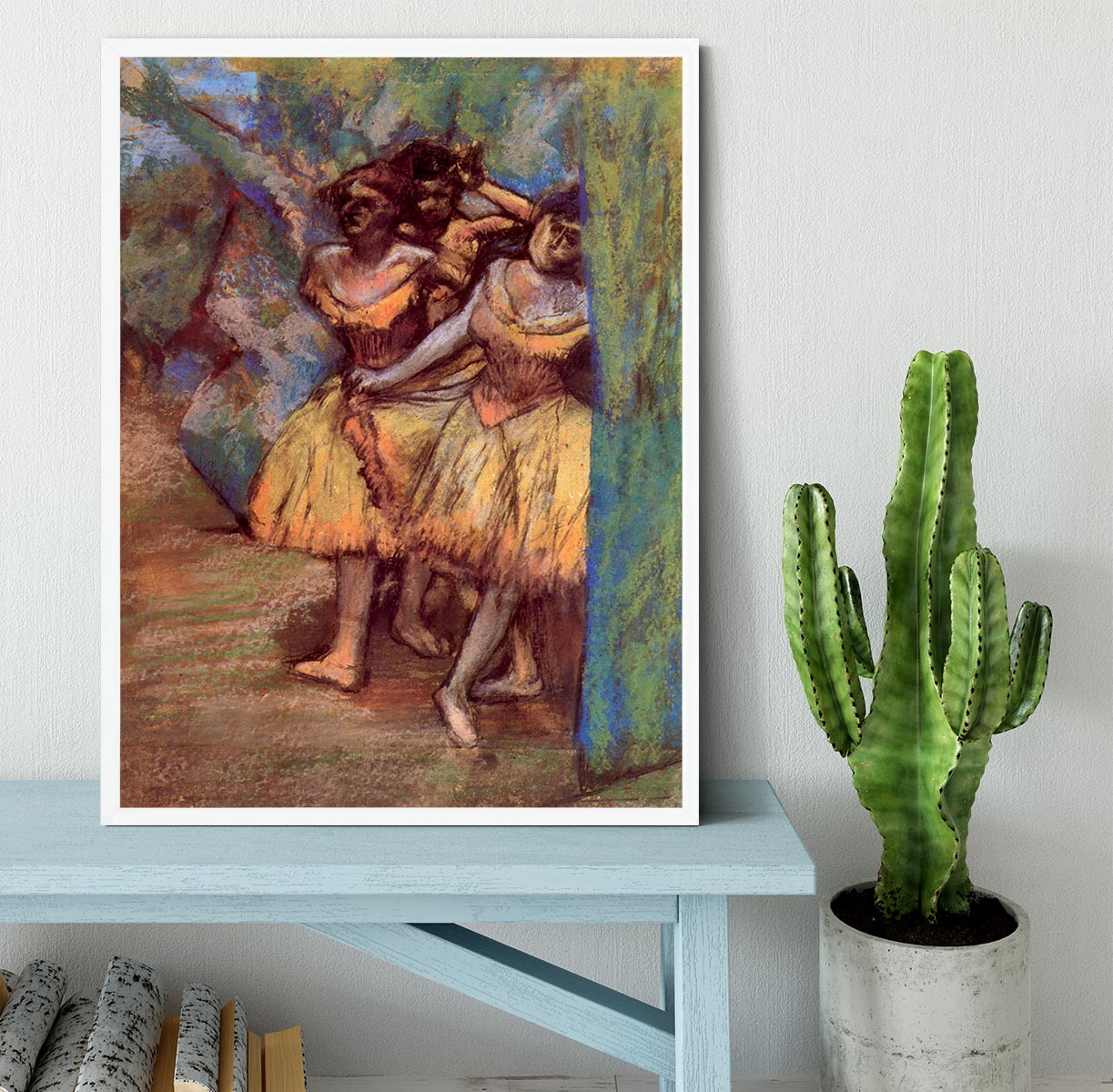 Three dancers behind the scenes by Degas Framed Print - Canvas Art Rocks -6