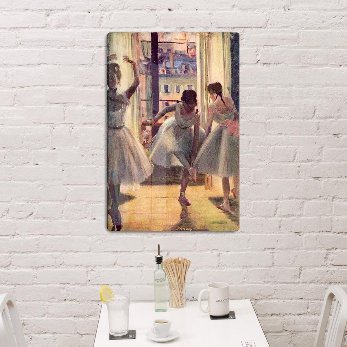 Three dancers in a practice room by Degas HD Metal Print - Canvas Art Rocks - 3